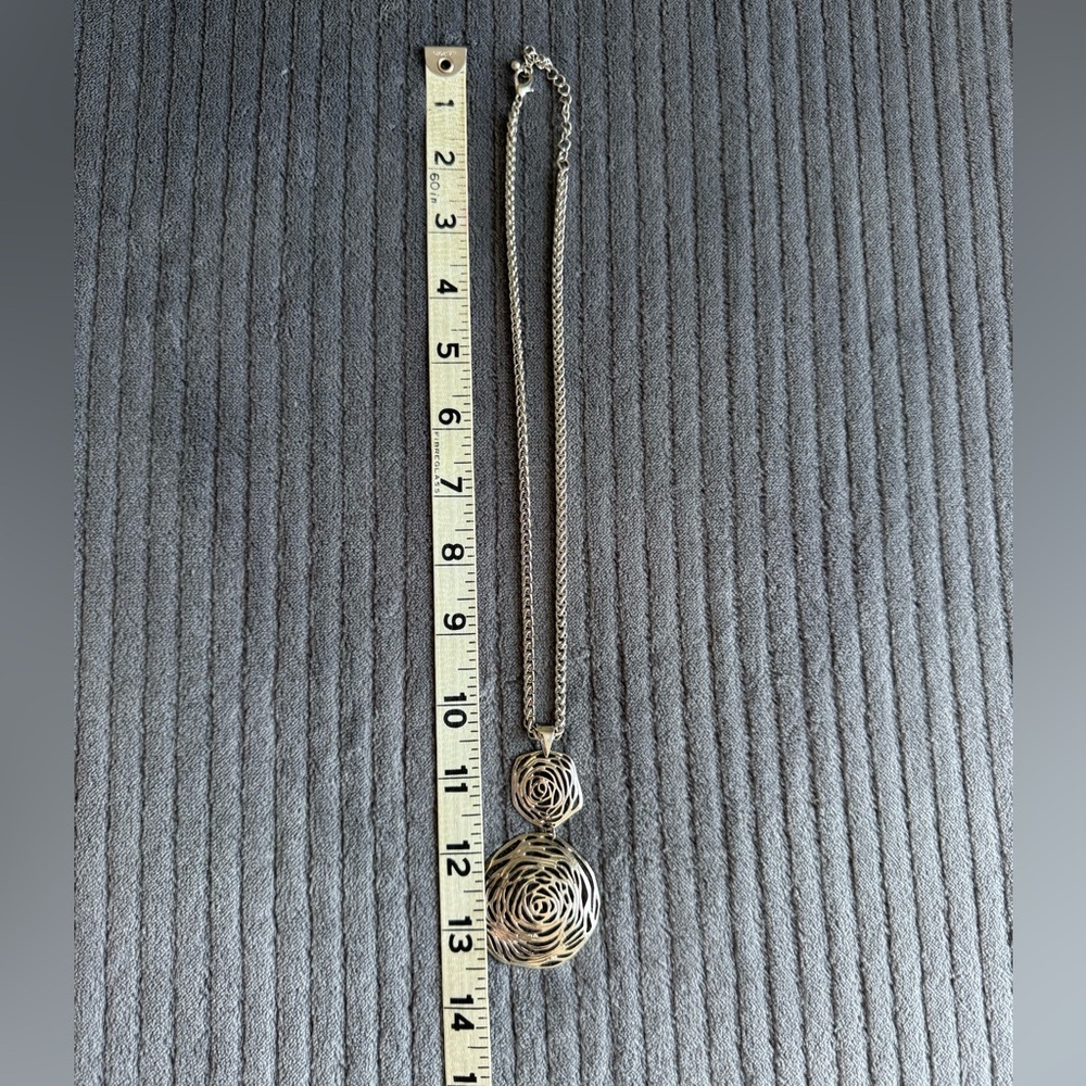 Silver Rose Pendant Necklace - Picture 9 of 13